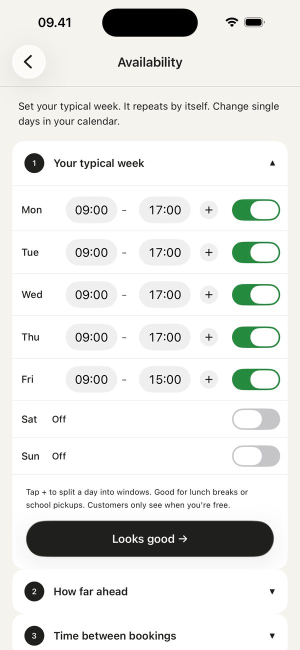 Her hours in the app
